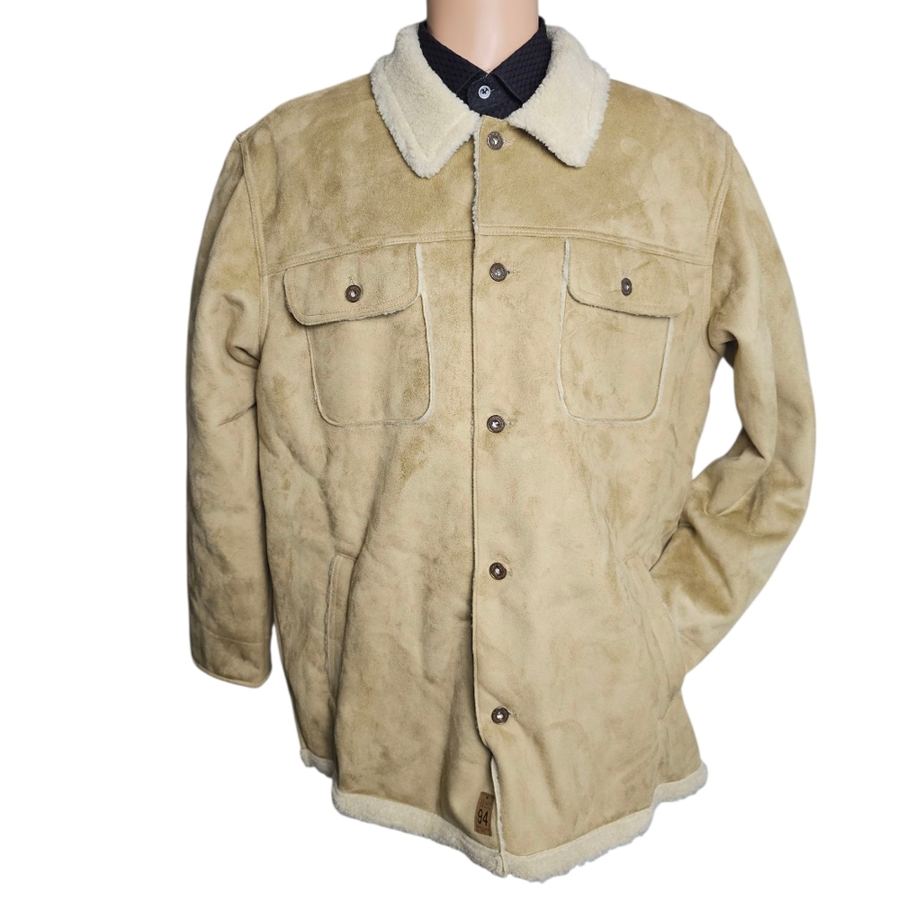 Vtg Mens Y2K Old Navy Faux Suede Chore Jacket NWT